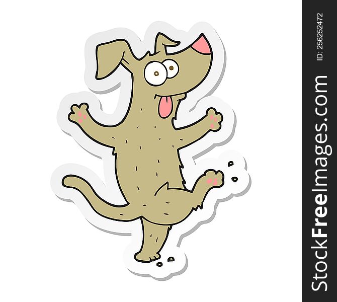 sticker of a cartoon dancing dog