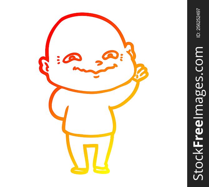 warm gradient line drawing cartoon creepy guy