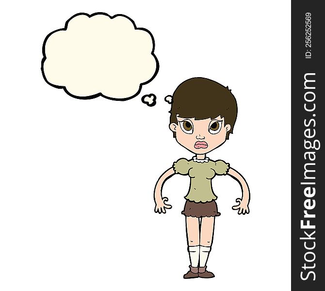 Cartoon Woman Looking Annoyed With Thought Bubble