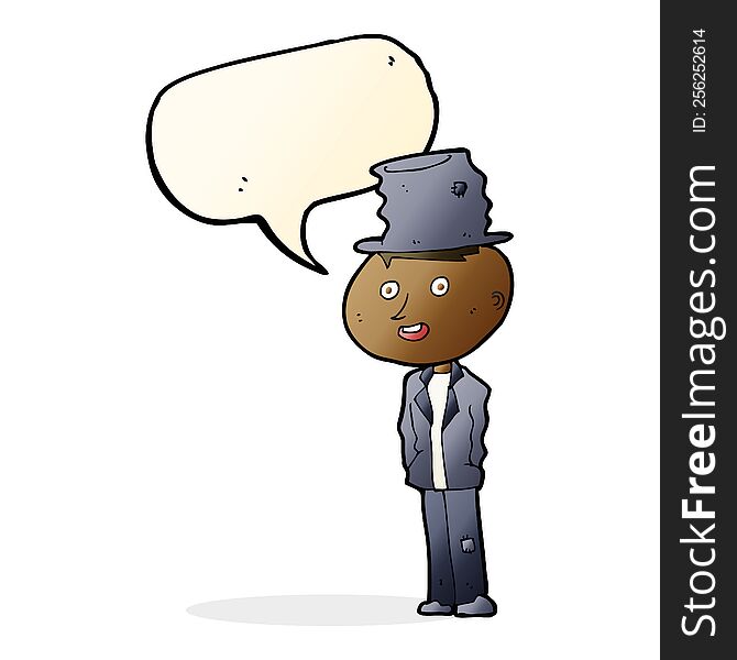 Cartoon Funny Hobo Man With Speech Bubble