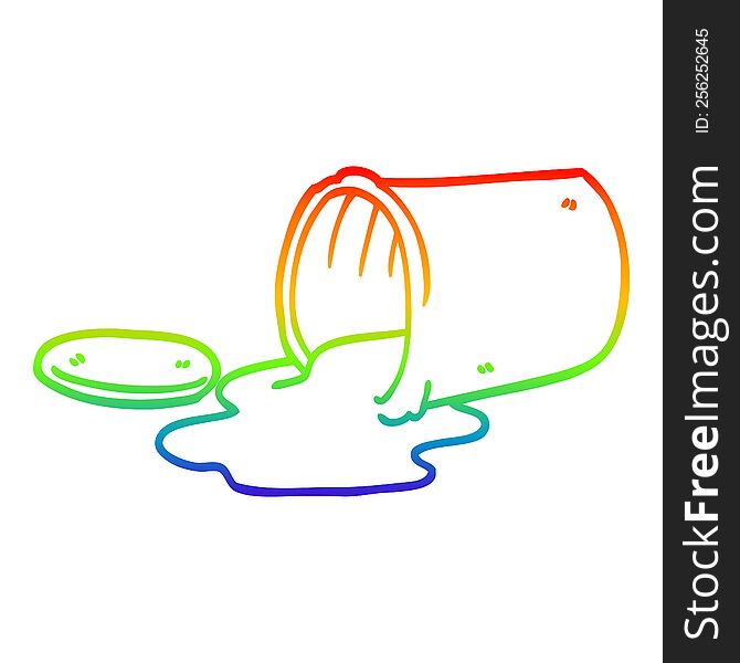 rainbow gradient line drawing of a cartoon of spilt food