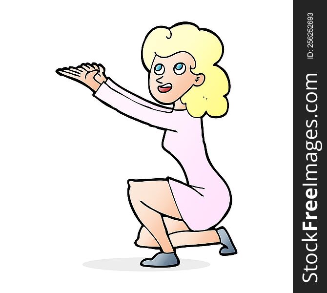 Cartoon Woman Presentation Gesture