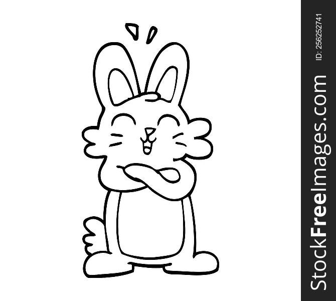 Line Drawing Cartoon Jolly Bunny