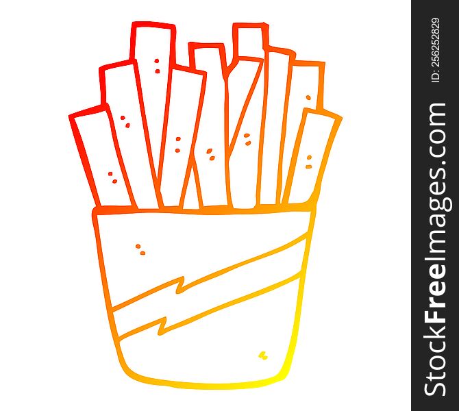 warm gradient line drawing of a cartoon box of fries