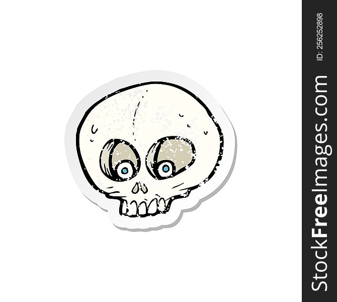 Retro Distressed Sticker Of A Cartoon Funny Skull