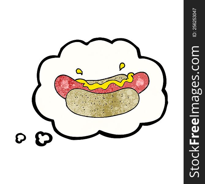 Thought Bubble Textured Cartoon Hotdog