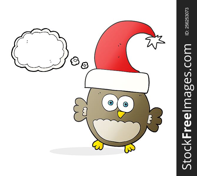 Thought Bubble Cartoon Little Christmas Owl