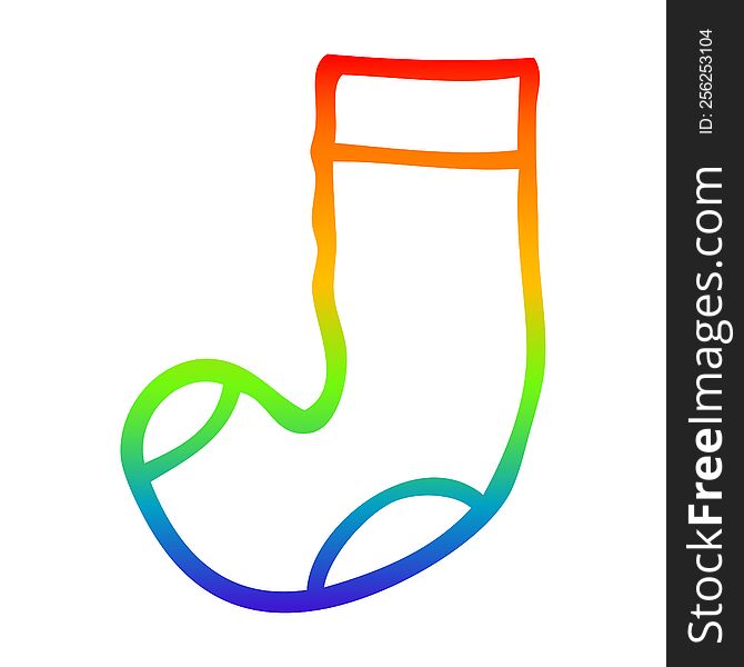 Rainbow Gradient Line Drawing Cartoon Old Sock