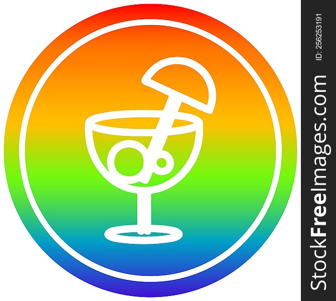Cocktail With Umbrella Circular In Rainbow Spectrum