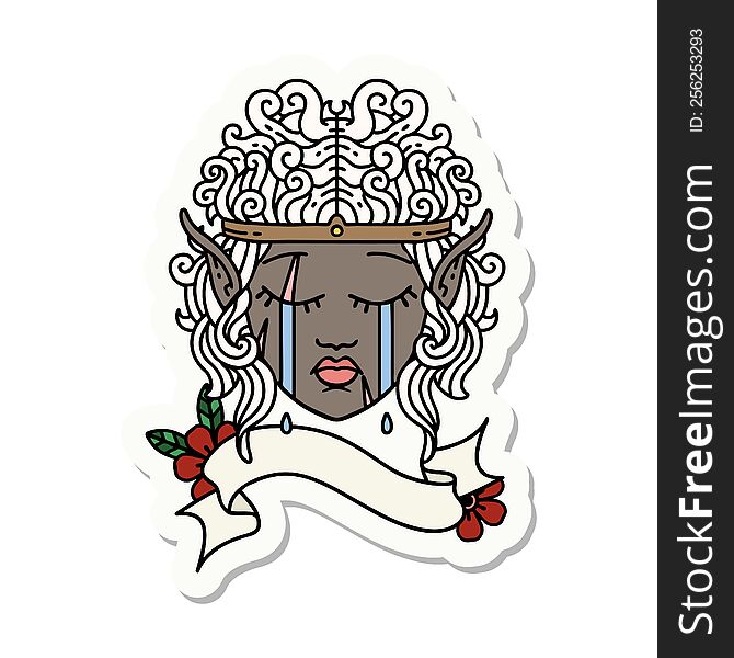 Crying Elf Barbarian Character Face Sticker