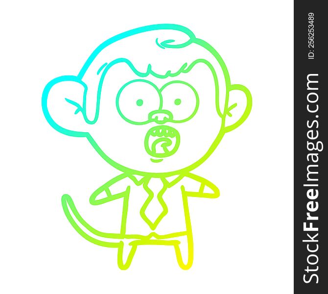 Cold Gradient Line Drawing Cartoon Monkey Businessman
