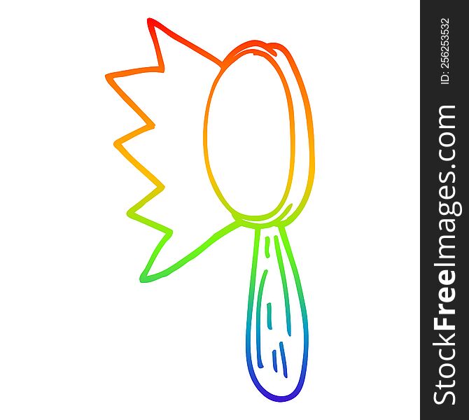 Rainbow Gradient Line Drawing Cartoon Magnifying Glass