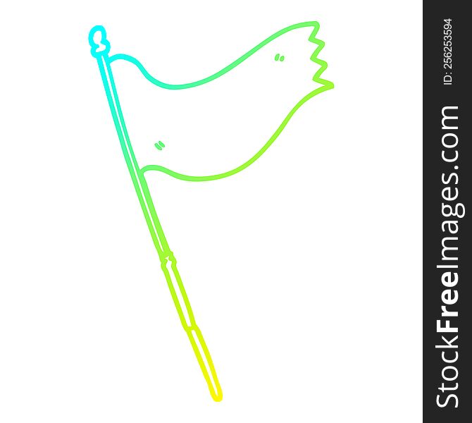 cold gradient line drawing of a cartoon waving flag