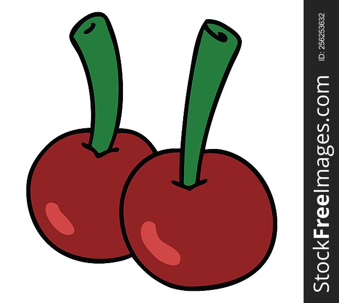 Quirky Hand Drawn Cartoon Cherries