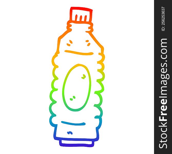 rainbow gradient line drawing of a cartoon water bottle