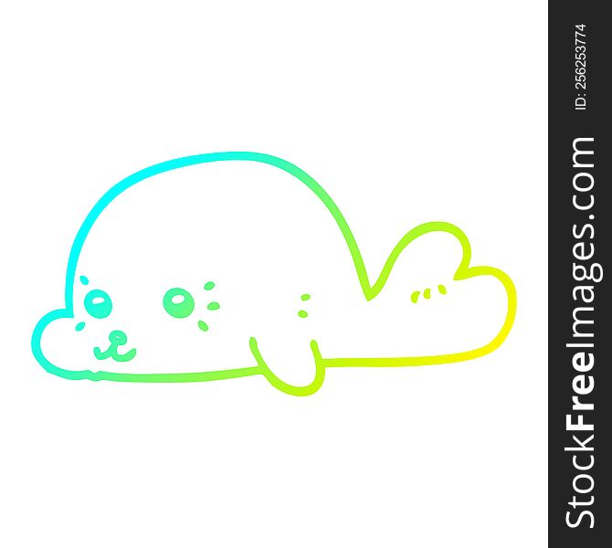 cold gradient line drawing of a cartoon baby seal