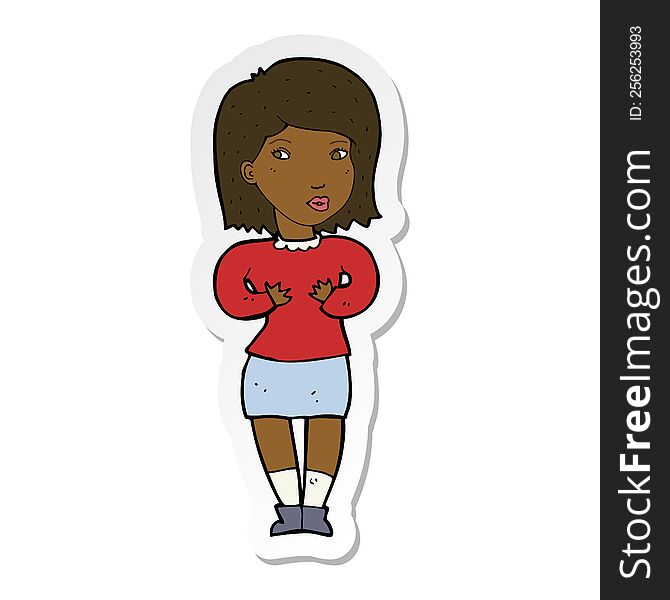 Sticker Of A Cartoon Woman Making Excuses