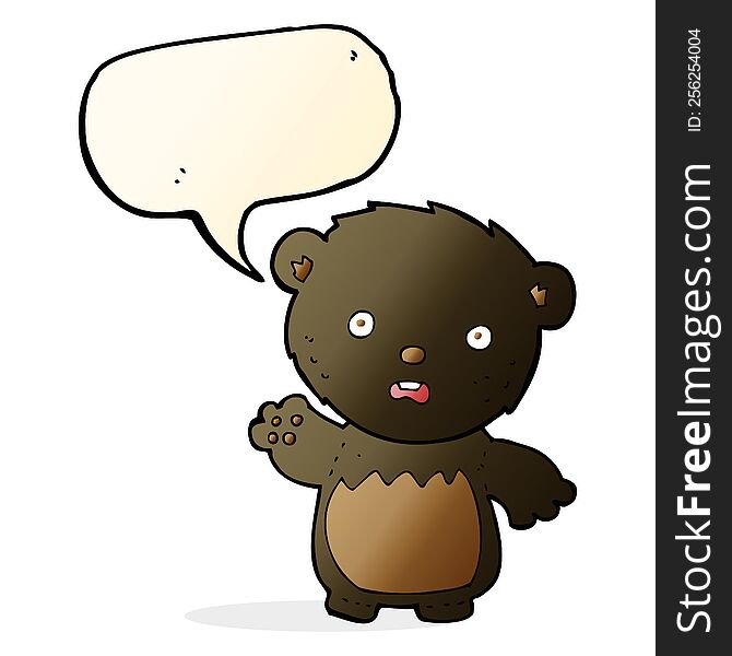Cartoon Worried Black Bear With Speech Bubble