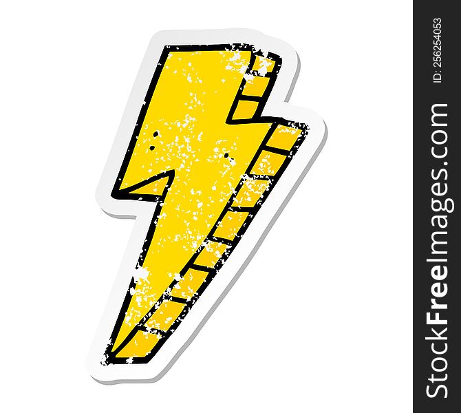 distressed sticker of a cartoon lightning bolt