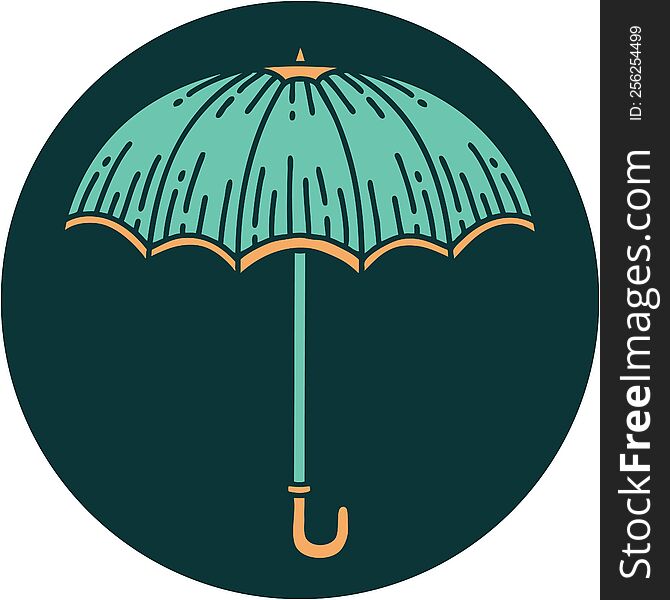 iconic tattoo style image of an umbrella. iconic tattoo style image of an umbrella