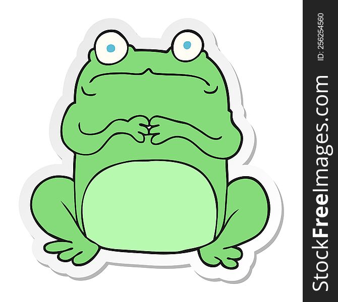 sticker of a cartoon nervous frog