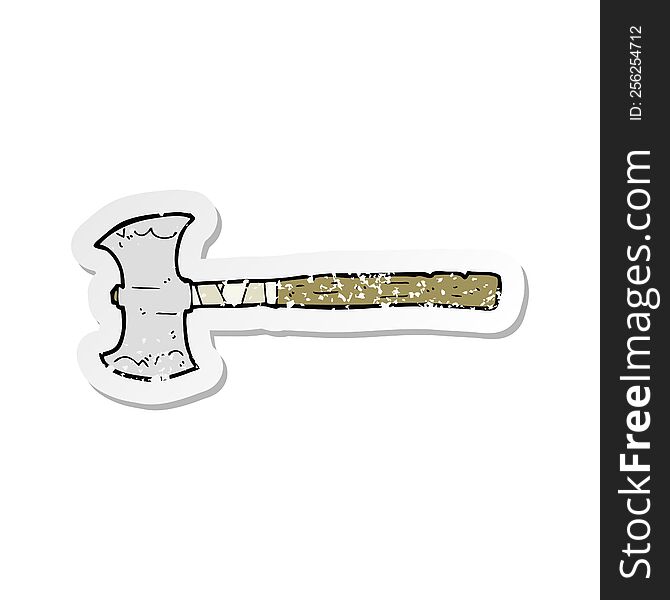 retro distressed sticker of a cartoon double sided axe