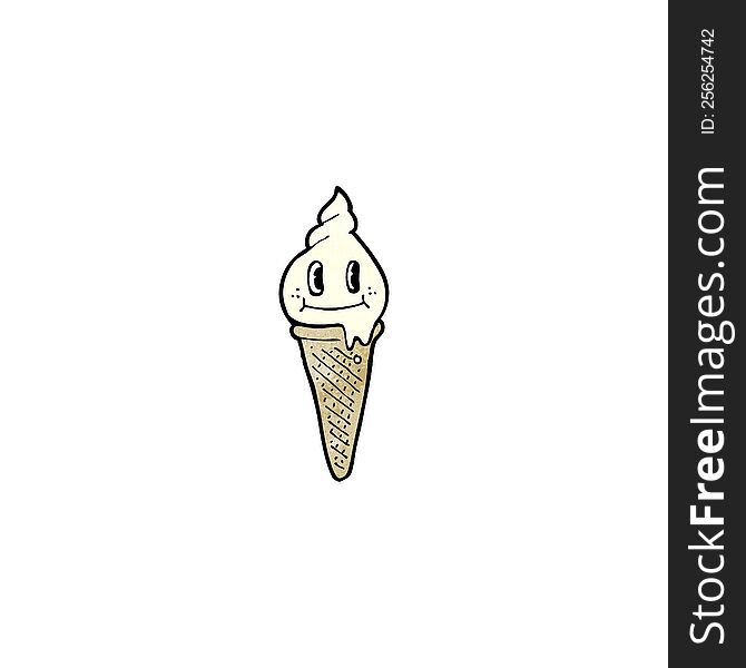 cartoon happy ice cream cone