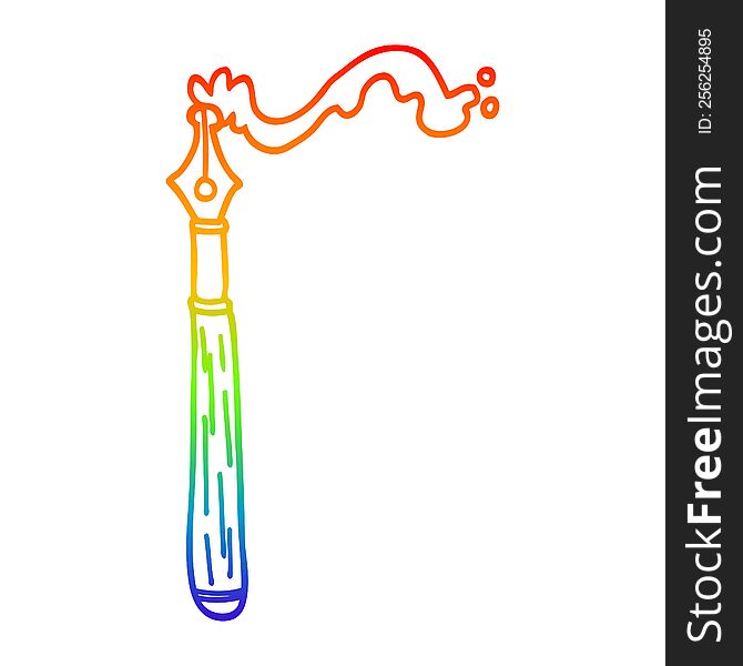 rainbow gradient line drawing cartoon fountain pen