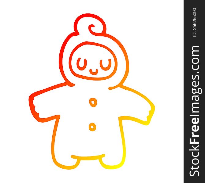 warm gradient line drawing of a cartoon human baby