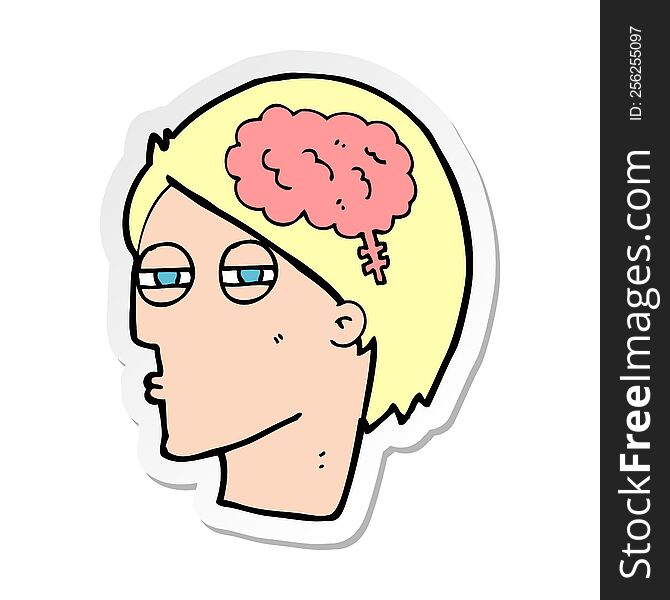 sticker of a cartoon man thinking carefully