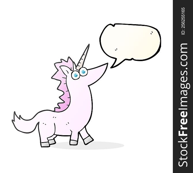 freehand drawn speech bubble cartoon unicorn