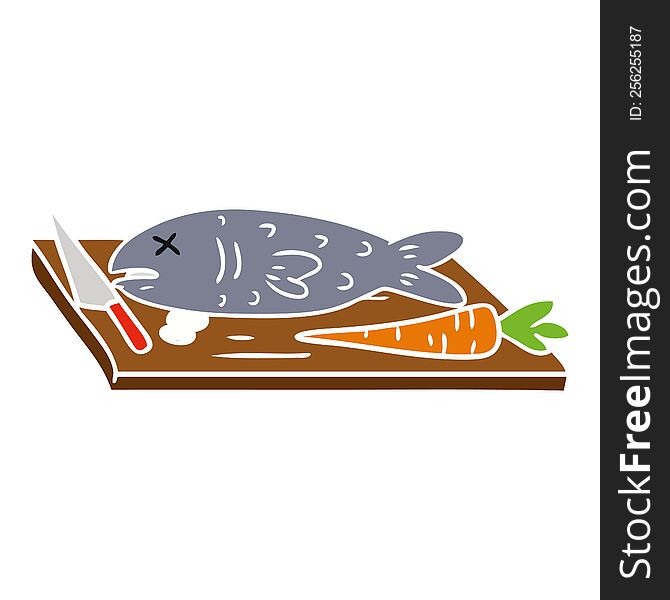 Cartoon Doodle Of A Food Chopping Board