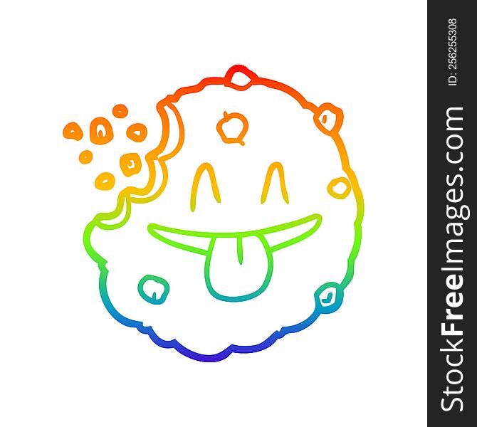Rainbow Gradient Line Drawing Cartoon Cookie