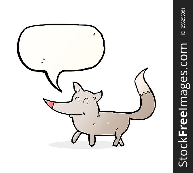 Cartoon Little Wolf With Speech Bubble