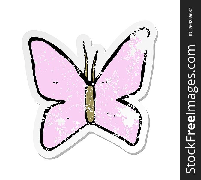 retro distressed sticker of a cartoon butterfly symbol
