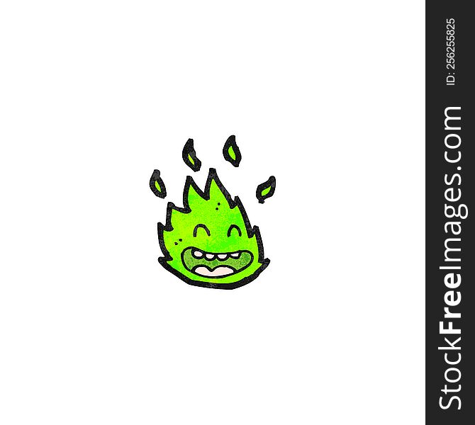 cartoon green flame spirit