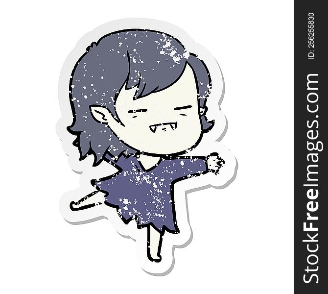 distressed sticker of a cartoon undead vampire girl dancing
