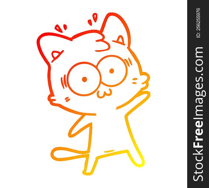 Warm Gradient Line Drawing Cartoon Surprised Cat