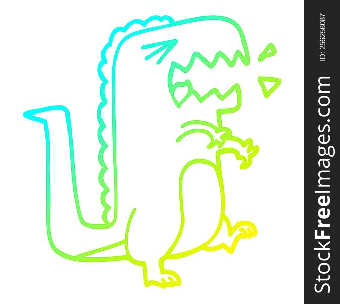 Cold Gradient Line Drawing Cartoon Roaring T Rex