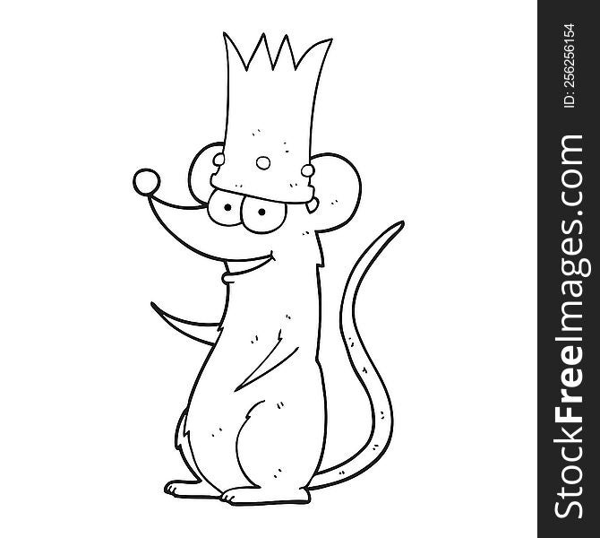 black and white cartoon king rat