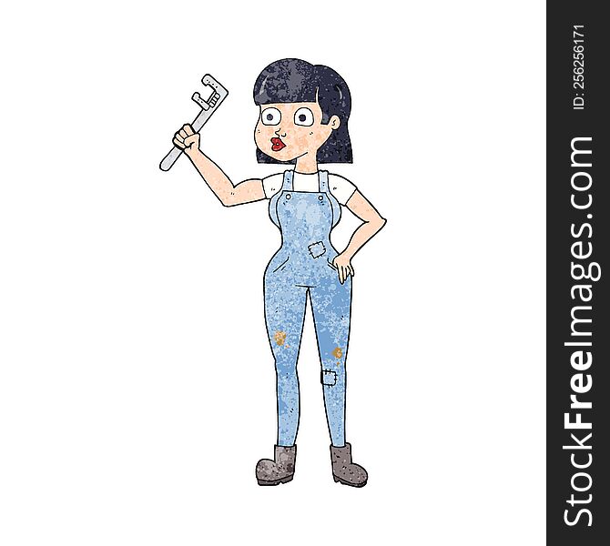 Textured Cartoon Female Plumber