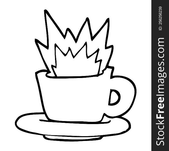 black and white cartoon cup of coffee