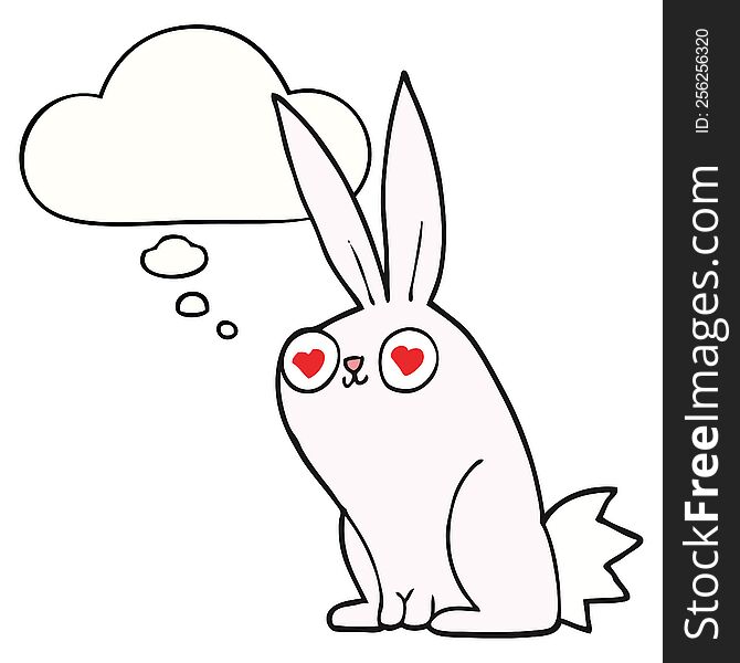 cartoon bunny rabbit in love with thought bubble