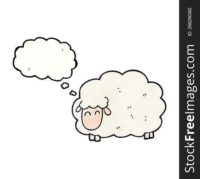 Thought Bubble Textured Cartoon Sheep