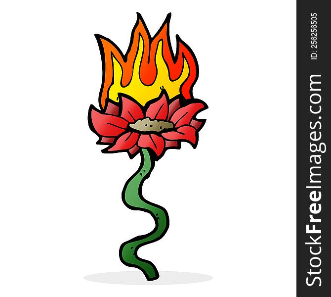 cartoon flower on fire