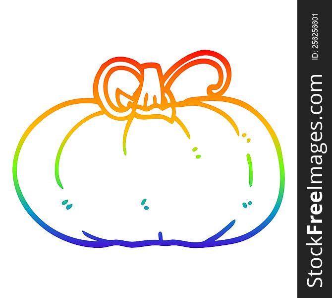 rainbow gradient line drawing of a cartoon winter squash