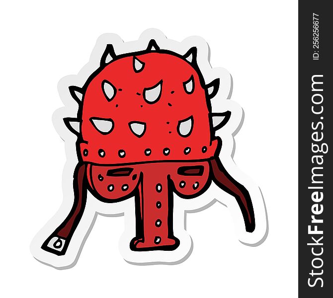 Sticker Of A Cartoon Spiked Helmet