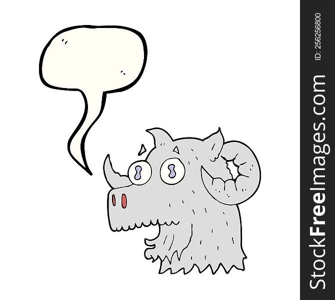 Speech Bubble Cartoon Ram Head