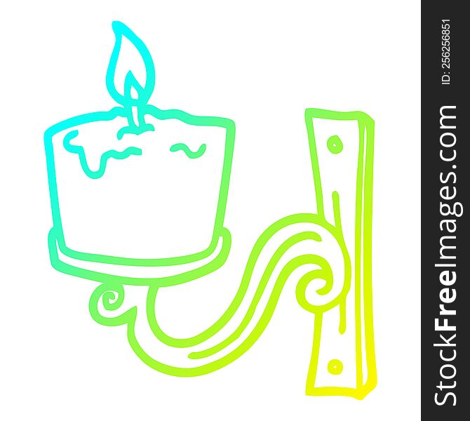 cold gradient line drawing of a cartoon old candle holder