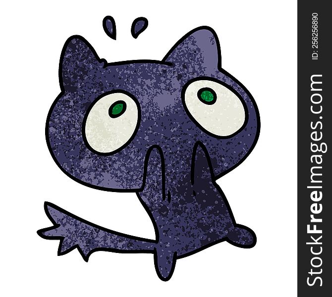 Textured Cartoon Kawaii Of A Shocked Cat
